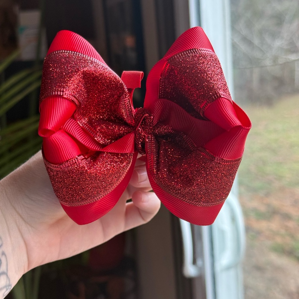 Red Glitter Bow for Kids